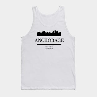 ANCHORAGE ALASKA BLACK SILHOUETTE SKYLINE ART Tank Top